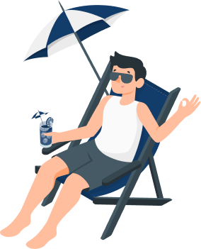 Homem tirando suas férias do trabalho.